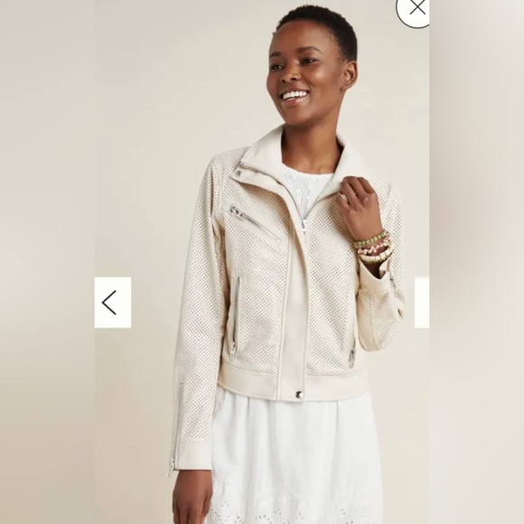 Anthropologie BLANKNYC Imelda Faux Leather Moto Jacket - Cream - Small - Picture 2 of 8